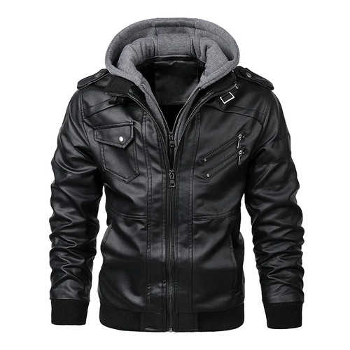 Herren lederjacke mit - herren, pu-lederjacke