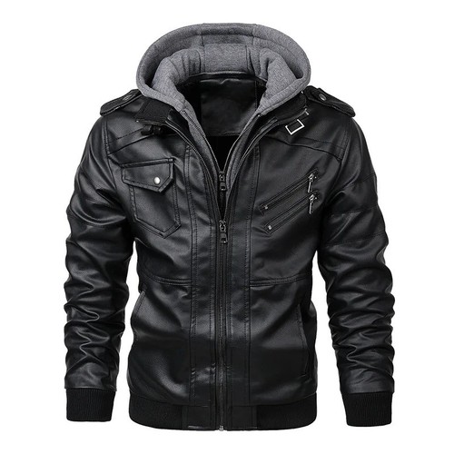 Herren lederjacke mit - pu-lederjacke,